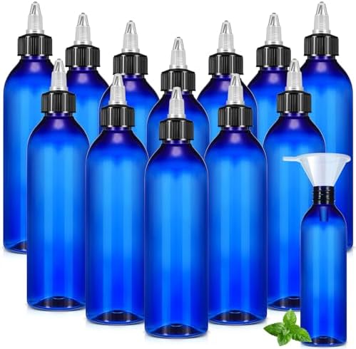 Barydat 12 Pcs 8 oz Squeeze Applicator Bottles for Hair Oiling, Blue