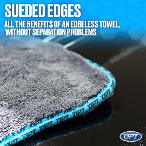 Optimum ProPlush Car Drying Towel – Ultra Soft and Absorbent Microfiber Towel for Drying Cars – 1300 GSM, 24” x 36” 70/30 Blend