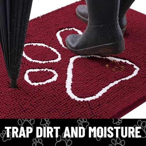 Smiry Dog Door Mat for Muddy Paws, Absorbent Non Slip Dirt Trapper, 70x24