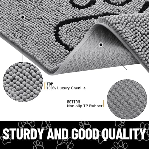 Smiry Dog Door Mat for Muddy Paws, Absorbent Non Slip Dirt Trapper, 40x32