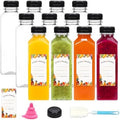 Moretoes 12pcs 16oz Plastic Juice Bottles with Caps, Clear Juicing Bottles