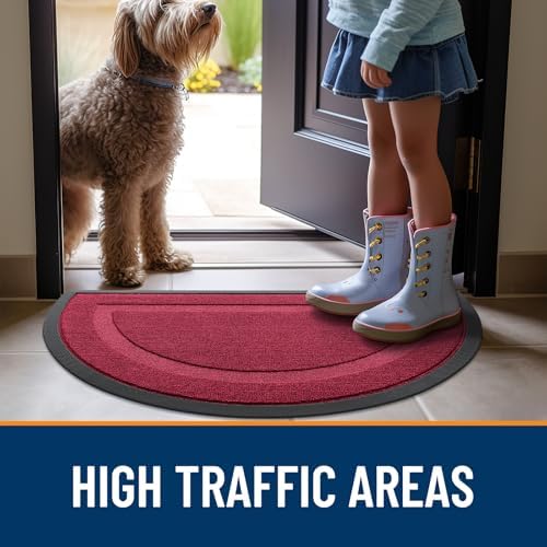 OLANLY Half Circle Front Door Mat Outside 59x34 All-Season Rubber Doormat
