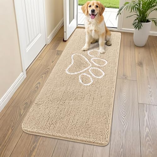Smiry Dog Door Mat for Muddy Paws, Absorbent Non Slip Dirt Trapper, 59x20