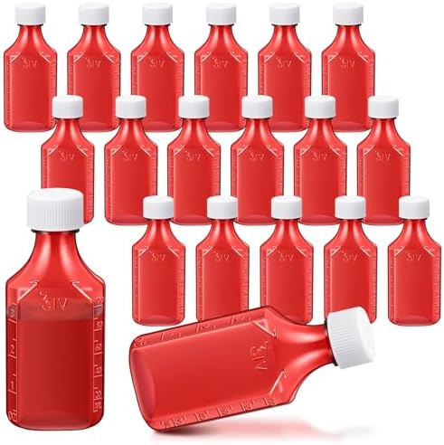 Reallnaive 20 Pcs 4 oz Liquid Medicine Bottles with Caps, Amber