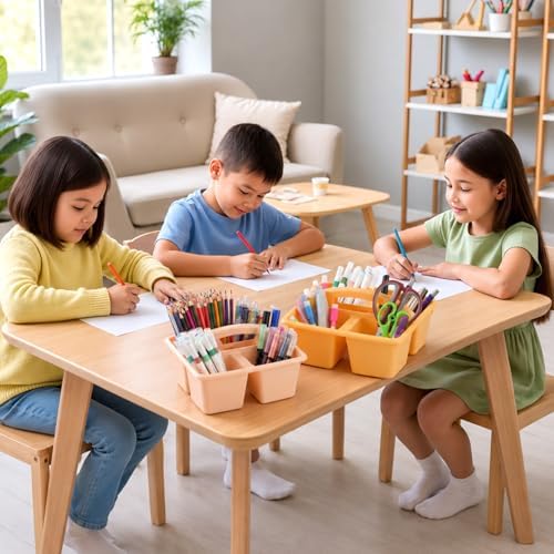 6 Pack 4 Compartment Classroom Caddy with Handle, Boho