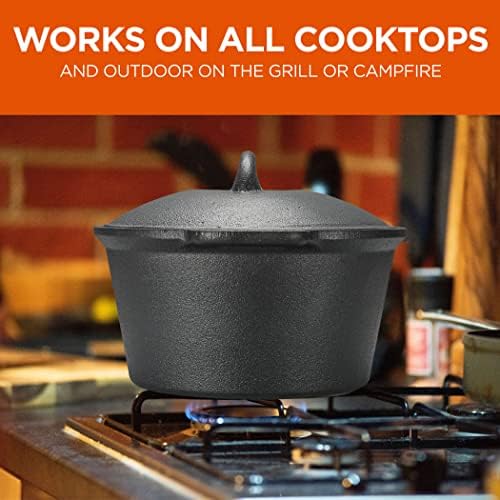 Commercial Chef 2-Qt. Saucepan with Lid, Pre-Seasoned Cast Iron, CHCI20