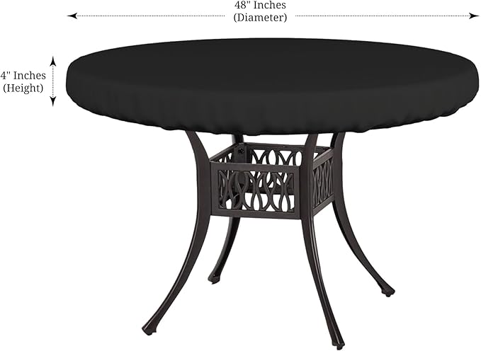 Covers & All Round Table Top Cover, 12 Oz Waterproof UV & Weather Resistant Patio Table Cover, Outdoor Table Cover for Patio Outdoor Furniture & Coffee Table (48" Dia x 4" H Inches, Black)