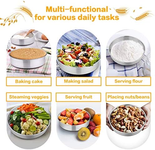 TeamFar 9½ Inch Cake Pan, 3 Pcs Stainless Steel Round Tier Cake Pans Set