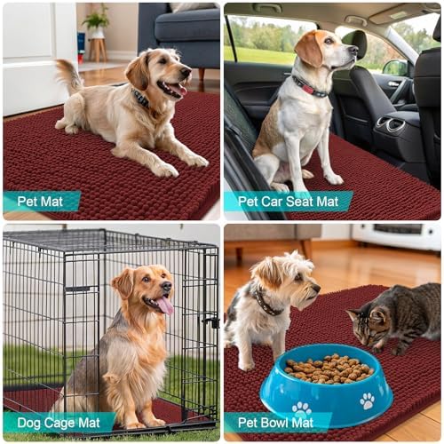OLANLY Dog Door Mat for Muddy Paws 40x32, Super Absorbent Chenille Mud Mat