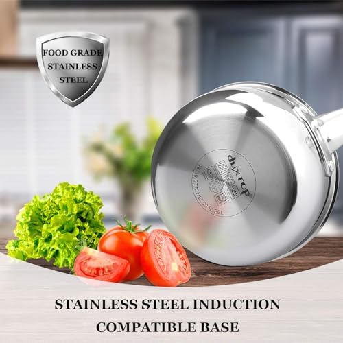 Duxtop Tri-Ply Stainless Steel Saucepan with Lid, 1.6 Qt Induction Pot