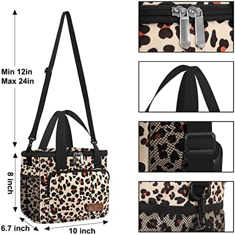 Femuar Lunch Bags for Women/Men, Insulated Lunch Bag for Work Office Picnic - Lunch Cooler Bag Leakproof Lunch Box with Adjustable Shoulder Strap - Leopard Print