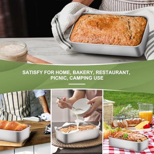 P&P CHEF Loaf Pan, 9 x 5 Inch Stainless Steel Bread Pan, (Silver, 16Pcs)