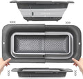 ROTTOGOON Collapsible Colander Strainer, Expandable Over the Sink Colander for Kitchen, Adjustable Silicone Sink Strainer, Foldable Large Colanders Basket to Wash Vegetable, Fruit, 15" to 19.8", Gray
