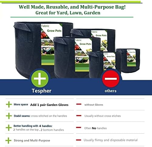 100 Gallon Big Raised Garden Bed Bag (40x20 inch) Large Plant Grow Bag for Tomato,Potato Planter,Herbs Veggies Planter,Flower Bed,Plant Container,Yard Waste,Lawn Debris,Leaf Bag with Gardening Gloves