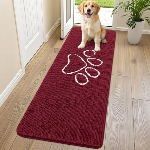 Smiry Dog Door Mat for Muddy Paws, Absorbent Non Slip Dirt Trapper, 70x24