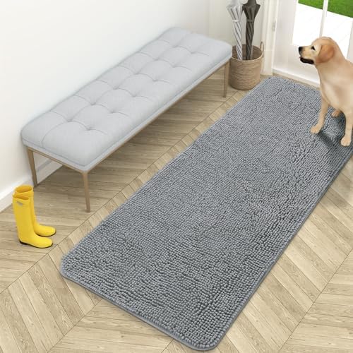 OLANLY Dog Door Mat for Muddy Paws 59x24, Super Absorbent Chenille Mud Mat