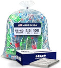 Plasticplace 55-60 gallon Trash Bags │ 1.5 Mil │ Clear Heavy Duty Garbage Can Liners │ 36” x 58” (100 Count)