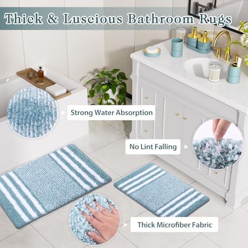 Bathroom Set - Bathroom Sets with Shower Curtain and Rugs, 25PC Bathroom Accessory Set, Light Blue Bathroom Accessories Set with Trash Can, Soap Dispensers
