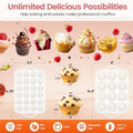 Silicone Muffin Pan with Metal Reinforced Frame - 12 Cups Muffin Pan With 24 Cups for Homemade Muffins, Cupcakes, Oven and Dishwasher Safe - Set of 2, Rainbow Dots