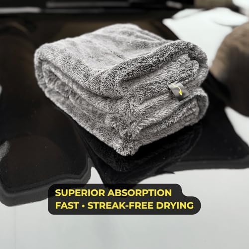 Sleek Max Dry 2K - 2000GSM Microfiber Car Drying Towel, 20x31in, Black