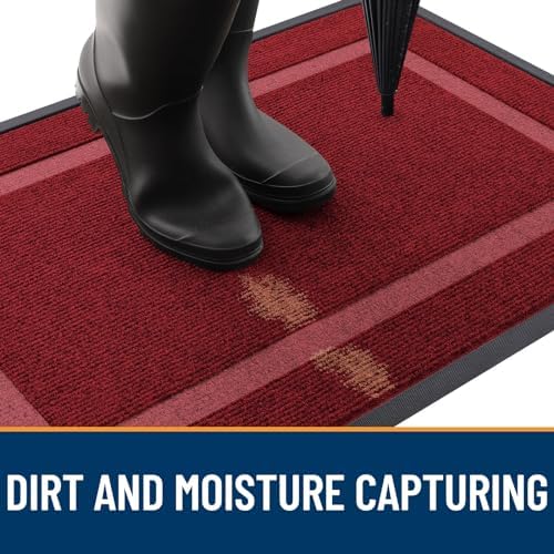 OLANLY Front Door Mat Outside 35x30, All-Season Heavy-Duty Rubber Doormat