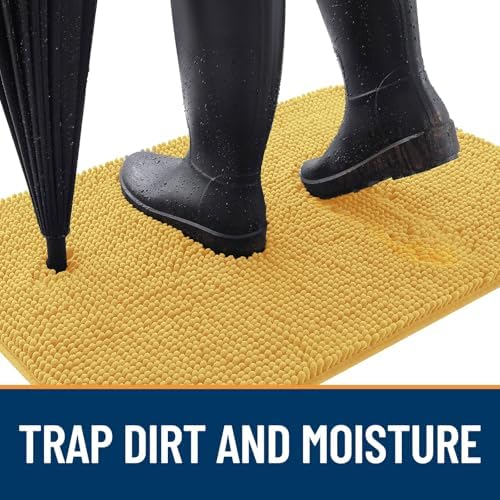 OLANLY Dog Door Mat for Muddy Paws 59x35, Super Absorbent Chenille Mud Mat