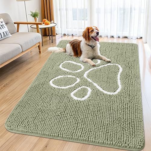 Smiry Dog Door Mat for Muddy Paws, Absorbent Non Slip Dirt Trapper, 59x35