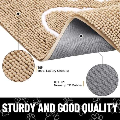 Smiry Dog Door Mat for Muddy Paws, Absorbent Non Slip Dirt Trapper, 59x20