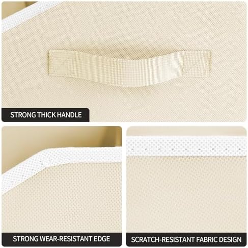 Homsorout Closet Organizers and Storage Bins - Large Fabric Storage Bins, Decorative Storage Baskets for Organizing, Trapezoid Foldable Basket for Clothes, Books, Home, 8 Pack, Beige