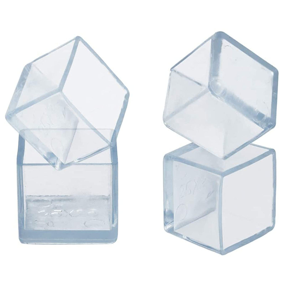 16 Pcs Transparent Square PVC Rubber Leg Tips Furniture Floor Protectors Chair Table Bar Stool Leg Covers Cube Feet 1 Inch x 1 Inch (16 Count)