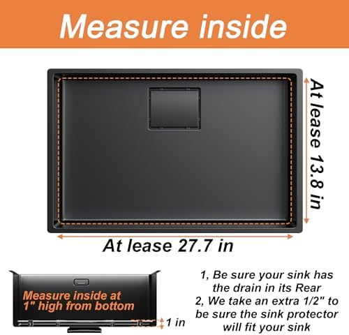 Sink Protector for Kitchen Sink,27.2 X 13.3 inch Sink Rack,Metal Sink Grate with Strainer,Stainless Steel Sink Grid for Bottom of Sink with Rear Drain Hole Dia 5",Corner Radius 1"