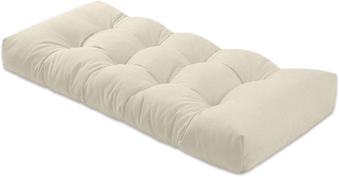 Bench Cushion 47 inches,Indoor/Outdoor Non-Slip Tufted Cushions, Premium Waterproof Linen, Soft Piano Sofa Cushions, High-Density Memory Foam(Light Beige-47x19x4in)