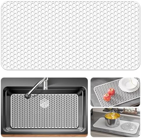 Bestjing Silicone Sink Protectors for Kitchen Sink-28.3"x15.7", White