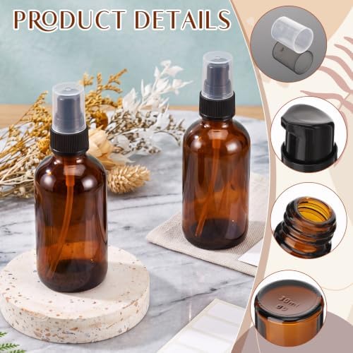 80 Pcs 30ml Empty Refillable Amber Glass Pump Bottles with Clear Top, 10 Funnel, 10 Droppers, Travel Size Cosmetic Dispenser for Cream, Lotion, Sample, Liquids Aromatherapy
