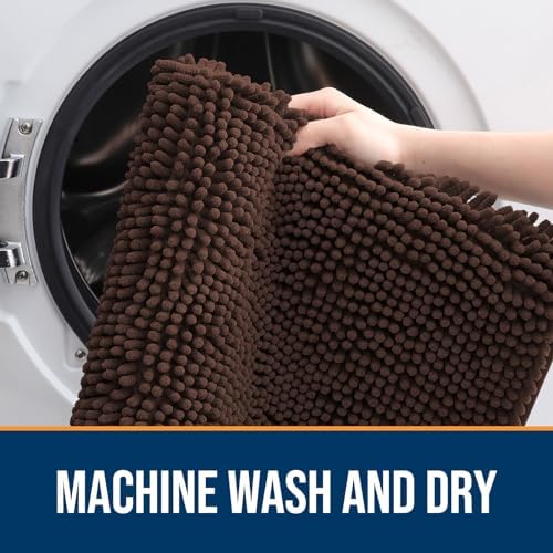 OLANLY Dog Door Mat for Muddy Paws 59x35, Super Absorbent Chenille Mud Mat