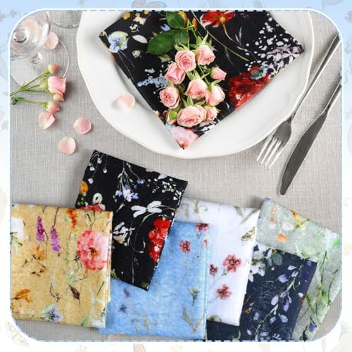 60 Pack Reusable Kitchen Cloths Cotton Towels, Rich Flowers