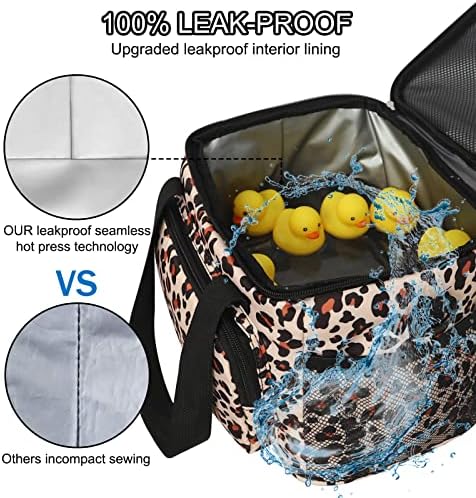 Femuar Lunch Bags for Women/Men, Insulated Lunch Bag for Work Office Picnic - Lunch Cooler Bag Leakproof Lunch Box with Adjustable Shoulder Strap - Leopard Print