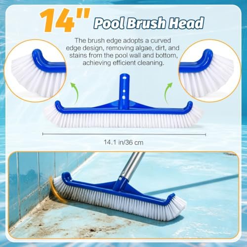 4 in 1 Swimming Pool Vacuum Cleaning Kit, 8.8 Ft Adjustable Pole