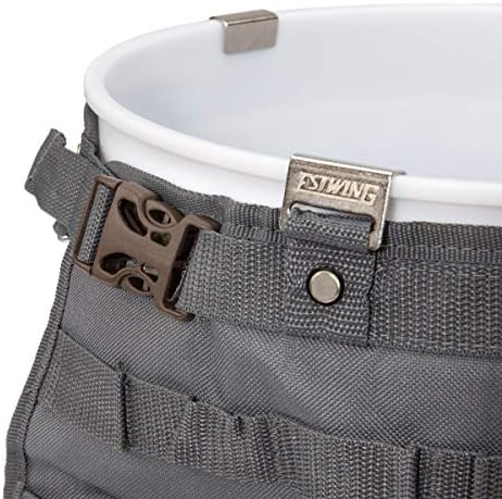 Estwing 28-Compartment 5-gallon Bucket Tool Organizer/Tool Bag, Durable Polyester, Heavy-Duty Steel Hangers, Zippered Pocket, 16 Open-top Pockets, 11 Tool Loops, Buckle Security Strap