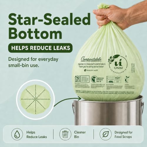 UNNI 3 Gallon Compost Bags for Countertop Bin, 200 CT, Extra Thick 0.71 Mil