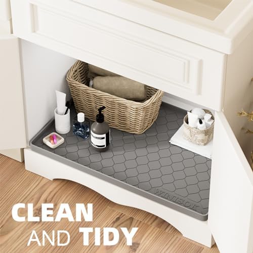 Winisok Waterproof Under Sink Mat 28" x 19", Silicone Mat, Dark Gray