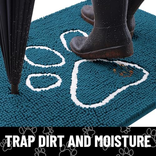 Smiry Dog Door Mat for Muddy Paws, Absorbent Non Slip Dirt Trapper, 24x16