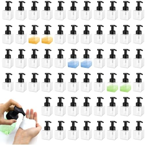 8.5 oz Foaming Soap Dispenser Plastic Foaming Pump Bottle, Refillable Dispenser with Plastic Pump, Empty Hand Bottles for Liquid Soap, Shampoo, Bathroom,Hotel,Restaurant (60, Transparent)