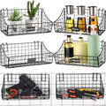 Blulu 4 Pcs Grid Wall Baskets, Wire with Hooks for Hanging, 11 x 6 x 5 Inch