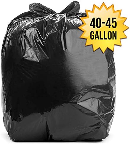 Aluf Plastics 40-45 Gal Black Trash Bags, 1.5 MIL (EQ.), 33" x 47" (100 Pk)
