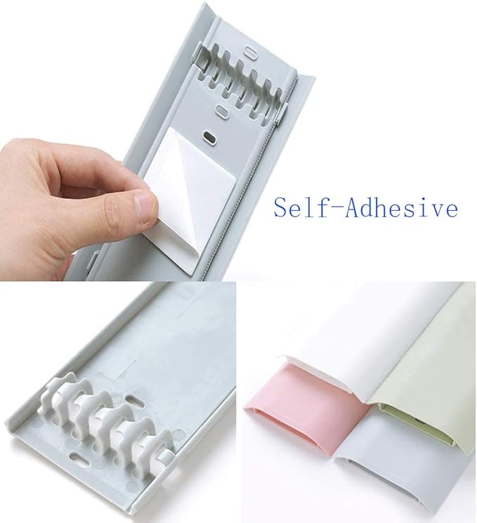 Cable Concealer Cord Cover, Airlxf 2 PCS Self-Adhesive Wall Cable Covers with 4 PCS Double-side Tapes for TV Computer Office Theater (Pink)