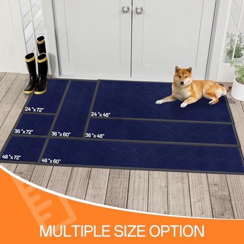 Indoor Outdoor Door Mat, 6' x 4' Doormat for Entryway, Blue