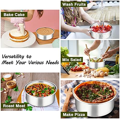 P&P CHEF 6 Inch Cake Pans Set, 1Pc Stainless Steel Round Baking Pan