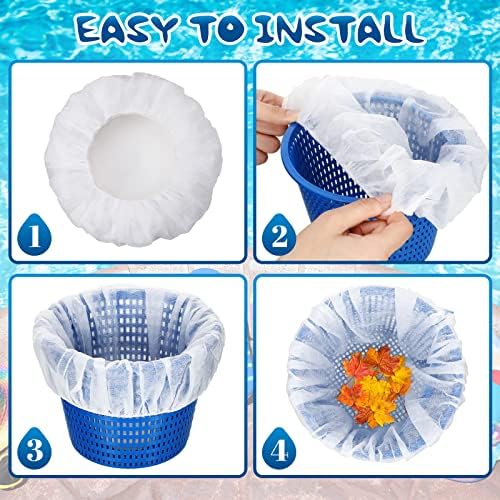 Janmercy 200 Pcs Pool Skimmer Socks Filter for Pool Skimmer Baskets, White