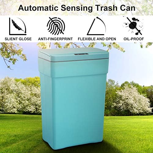 Dkeli Trash Can 13 Gallon Kitchen Trash Can for Bathroom Bedroom Home Office Automatic High-Capacity Plastic Touch Free Garbage Can with Lid Waste Bin 50 Liter, Set of 2(Blue)